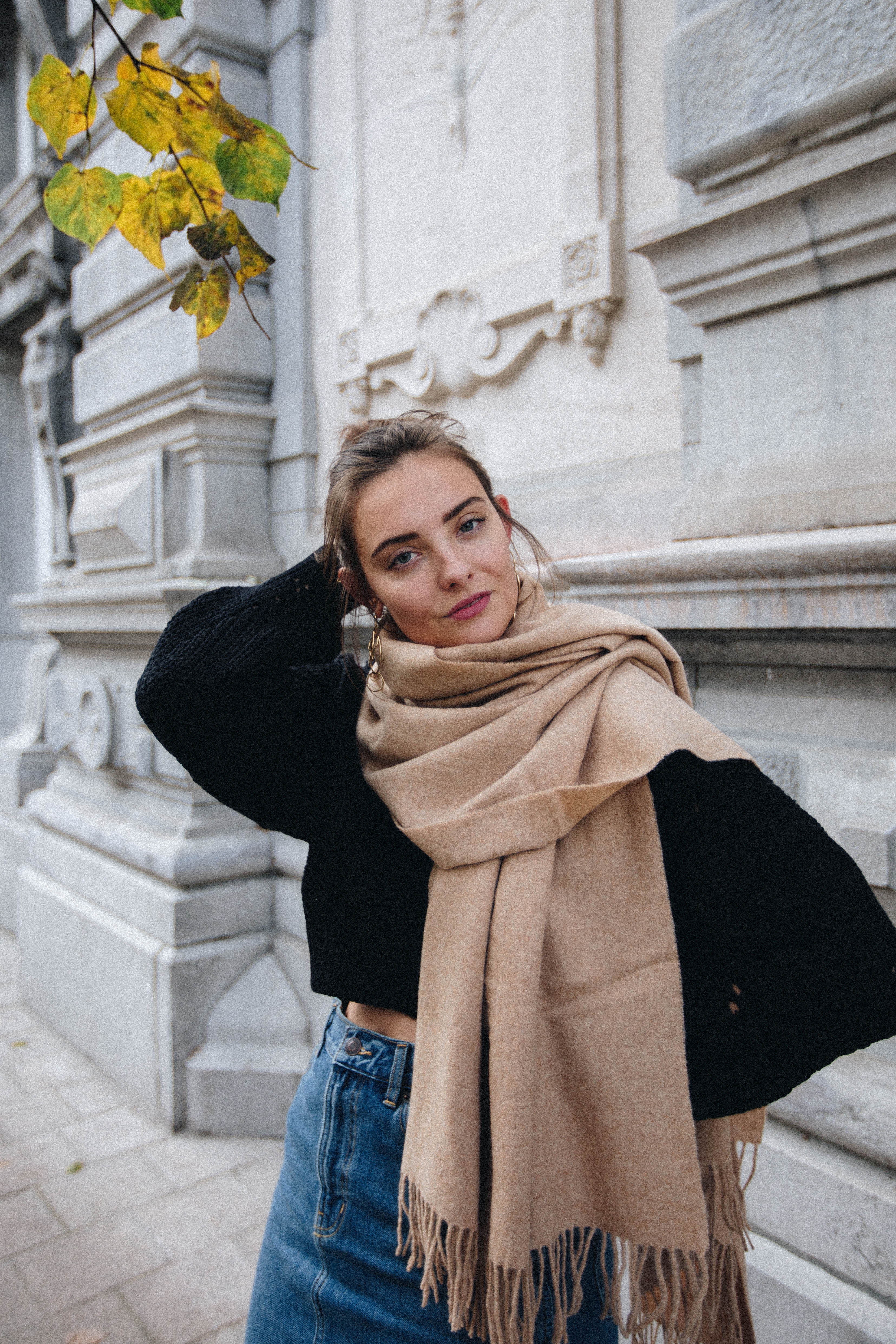 zara camel scarf