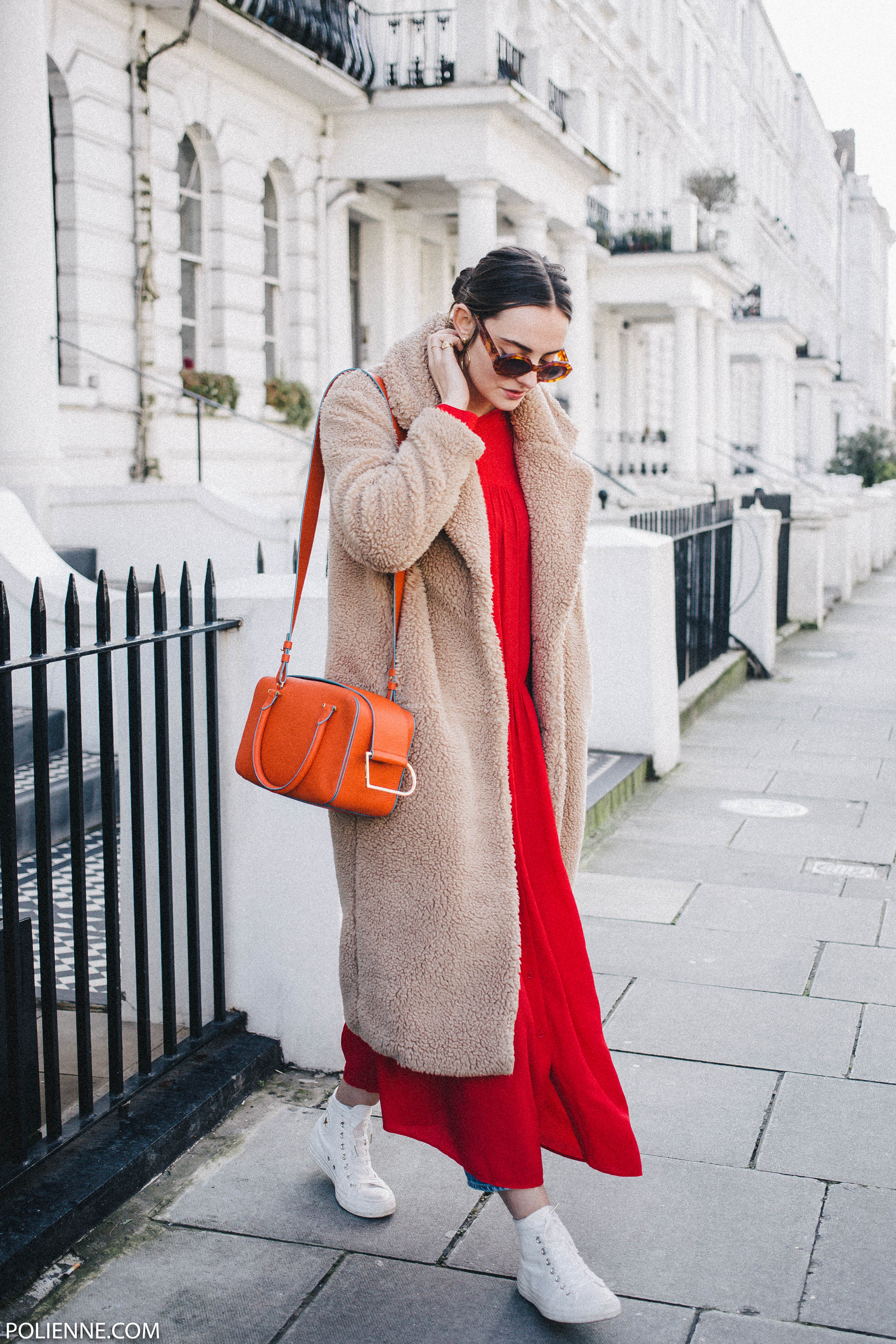 bright red dress