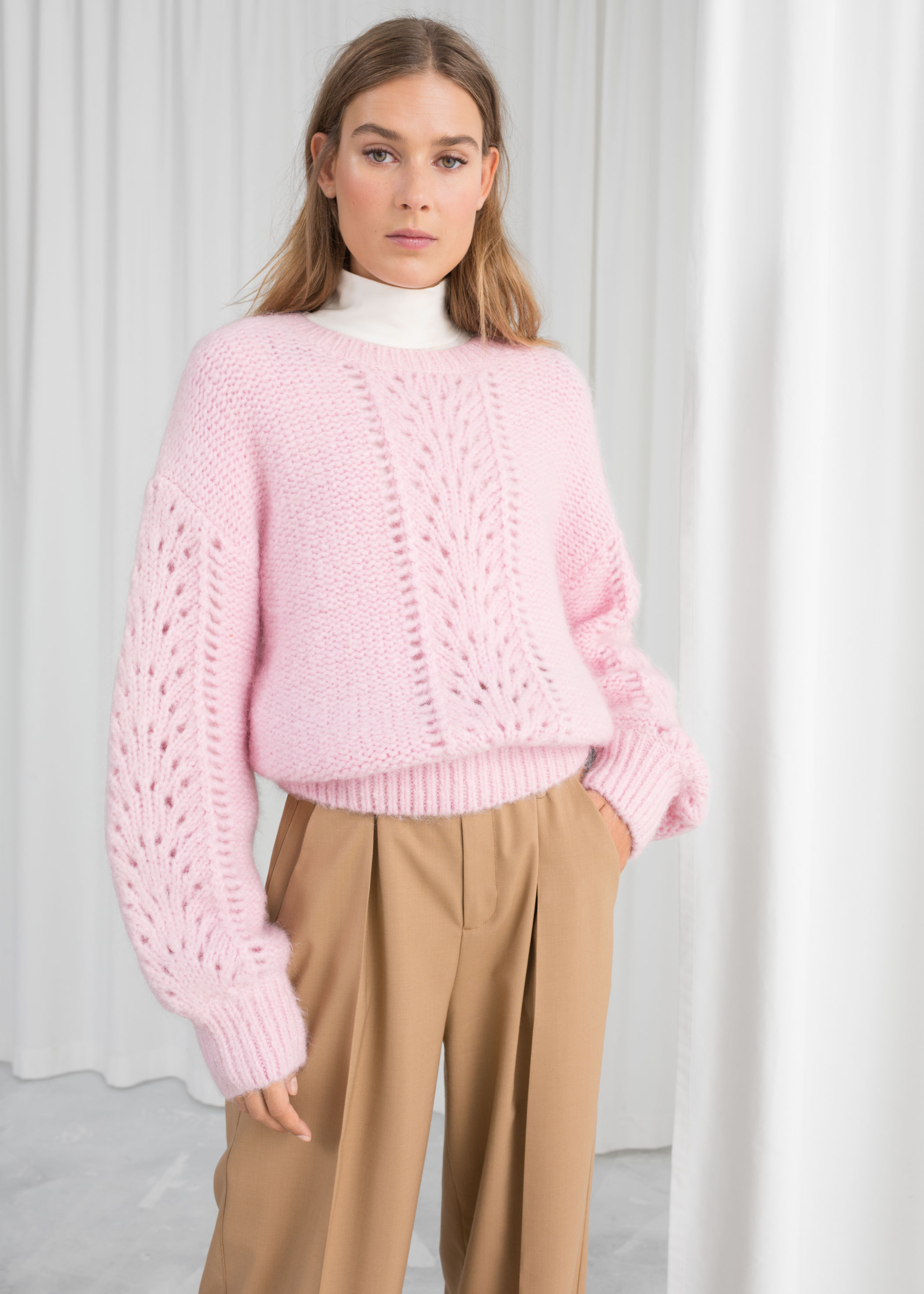 other stories pink sweater